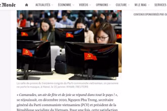 Báo Le Monde đăng bài và hình ảnh về Đại hội XIII diễn ra trong bối cảnh dịch bệnh được kiểm soát ở Việt Nam. 