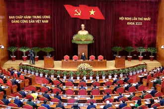 Hình ảnh tại Hội nghị lần thứ nhất, Ban Chấp hành Trung ương Đảng khóa XIII. (Ảnh: Trung tâm Báo chí Đại hội XIII)