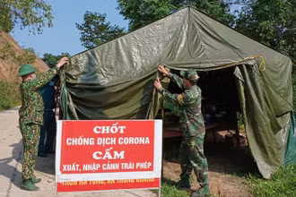 Chốt chống dịch tại Đồn Biên Phòng Na Hình, Lạng Sơn. 