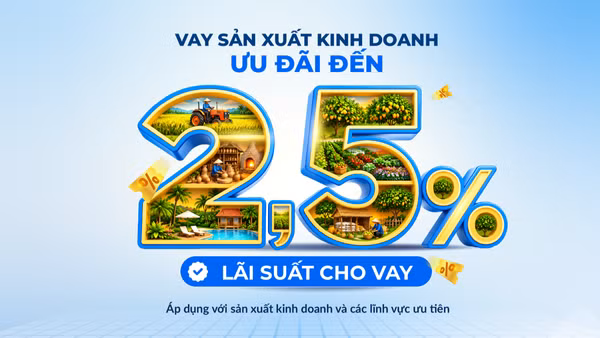 PVcomBank hỗ trợ lãi suất đến 2,5%/năm so với lãi suất vay sản xuất kinh doanh thông thường. (Ảnh: PVcomBank)