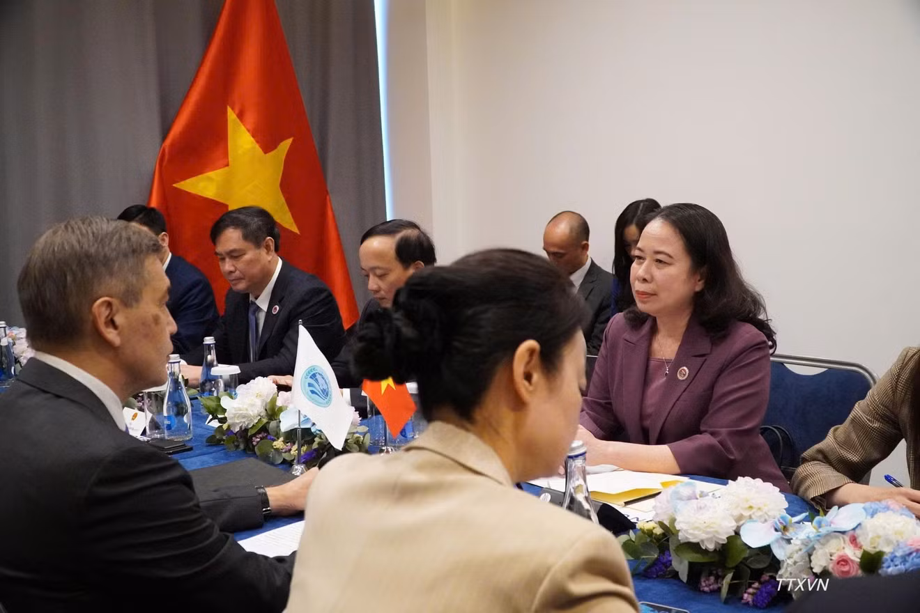 Phó Chủ tịch nước Võ Thị Ánh Xuân tiếp Tổng Thư ký SCO. (Ảnh: TTXVN)