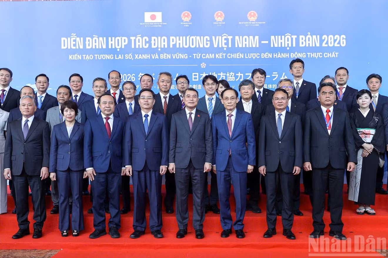 Thủ tướng Chính phủ Lê Minh Hưng và các đại biểu tham dự Diễn đàn Hợp tác địa phương Việt Nam-Nhật Bản 2026. (Ảnh: THANH GIANG)
