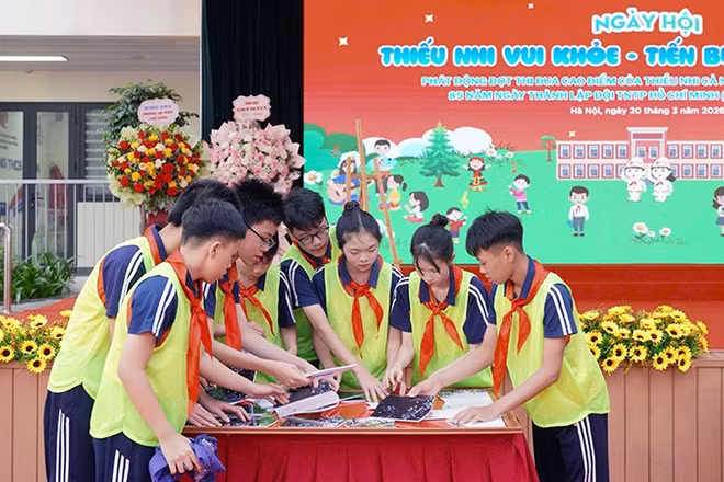 Thiếu nhi Thủ đô tranh tài tại ngày hội.