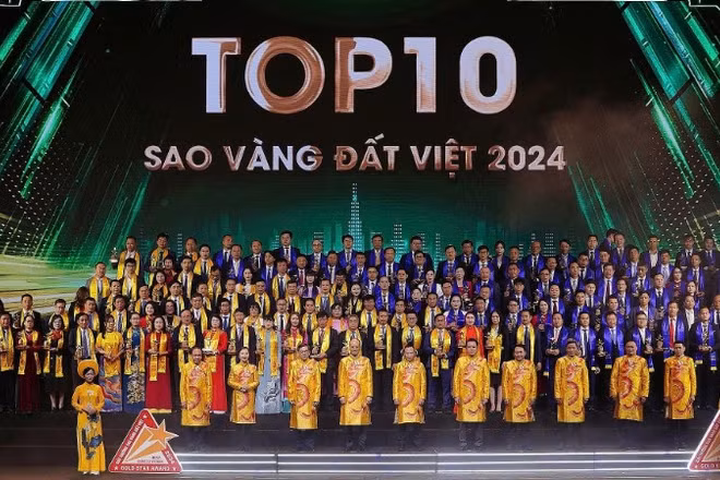 Các doanh nghiệp "Sao Vàng đất Việt" trong đợt vinh danh năm 2024.