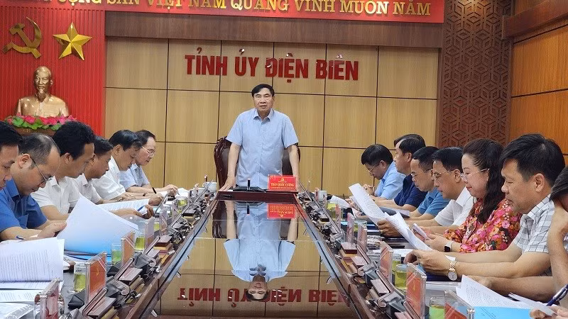 Bí thư Tỉnh ủy Trần Quốc Cường phát biểu tại buổi họp sáng 3/6.