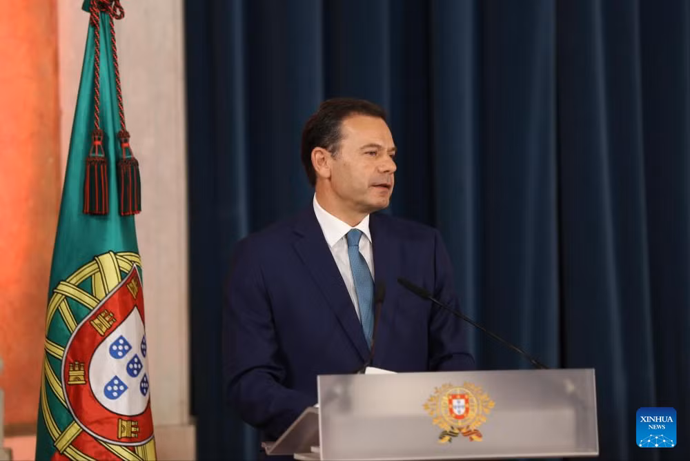 Thủ tướng Luis Montenegro phát biểu tại lễ nhậm chức của chính phủ mới ở Lisbon, Bồ Đào Nha vào ngày 5/6. (Ảnh: Tân Hoa xã)