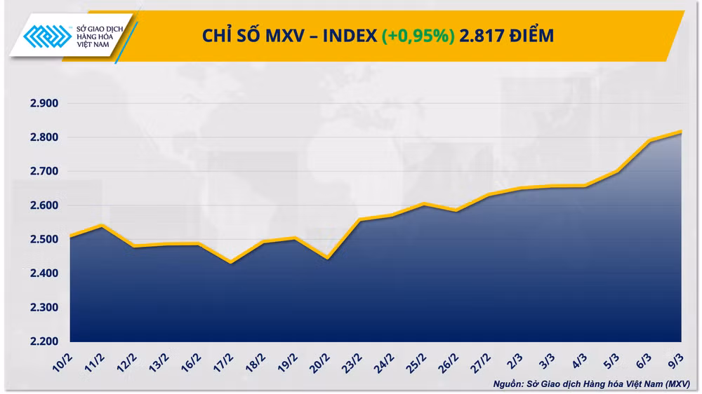 Thị trường năng lượng ‘bùng nổ’, MXV-Index vượt 2.800 điểm