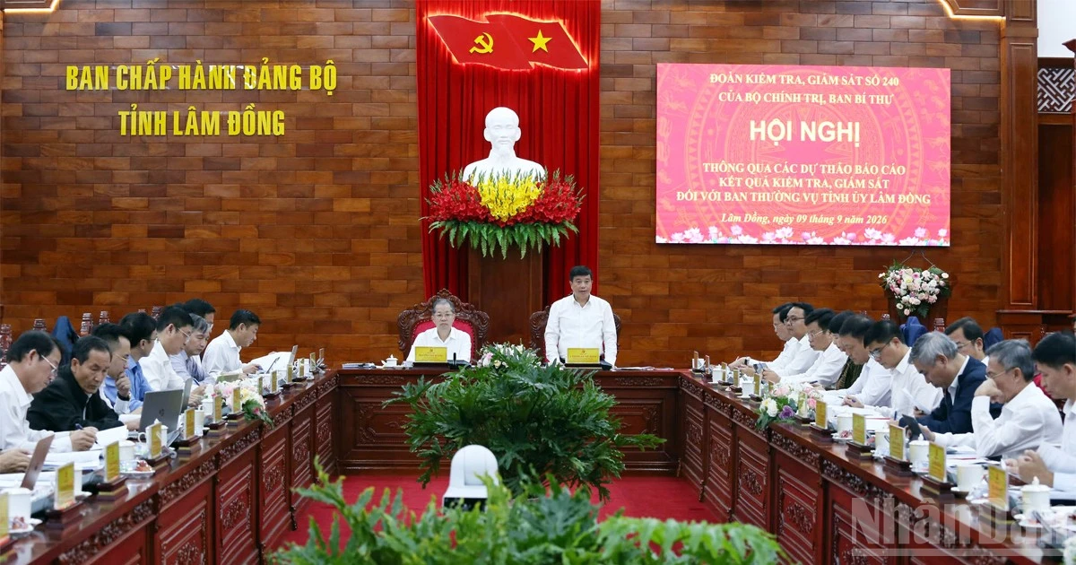 Đoàn kiểm tra, giám sát của Bộ Chính trị làm việc với Ban Thường vụ Tỉnh ủy Lâm Đồng