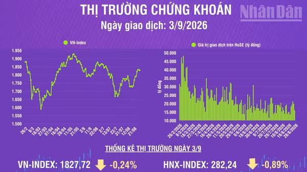 [Infographic] Chứng khoán ngày 3/9: Khởi đầu tháng 9, VN-Index kiểm định hỗ trợ 1.800 điểm