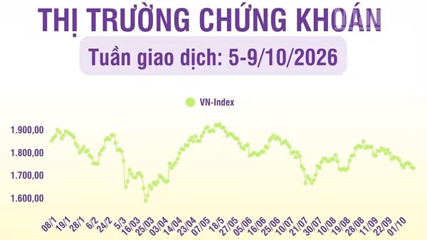 [Infographic] Thị trường tuần 5-9/10/2026: Áp lực nhóm vốn hóa lớn, VN-Index tiếp tục suy yếu