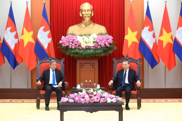 Tổng Bí thư, Chủ tịch nước Tô Lâm tiếp Thủ tướng Campuchia Hun Manet . (Ảnh: Nguyễn Đăng Khoa)