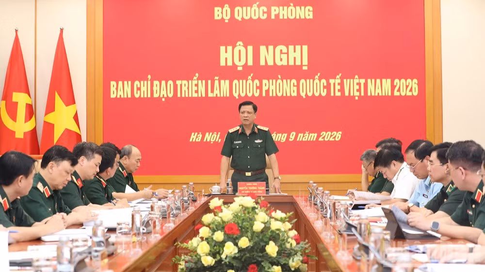 Thượng tướng Nguyễn Trường Thắng chủ trì hội nghị. (Ảnh: THẾ ĐẠI)