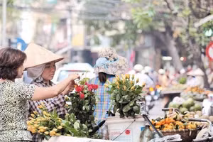 Hàng rong trên đường phố Hà Nội. 