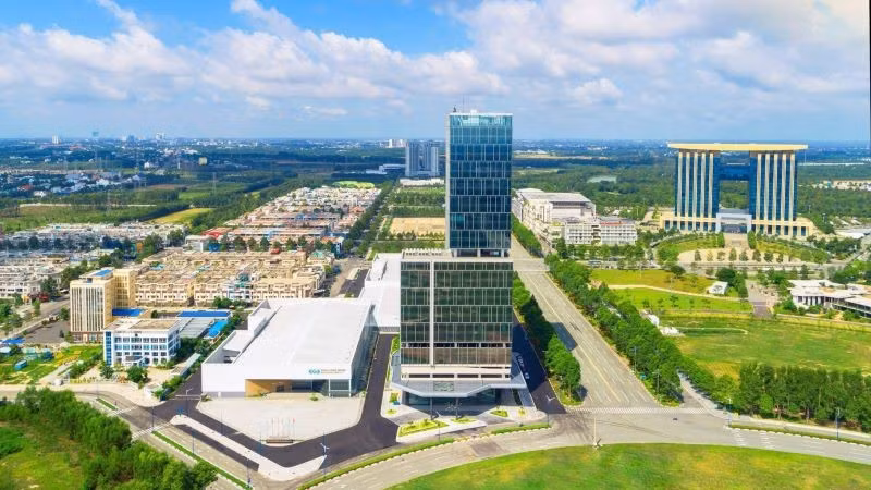 Một góc trung tâm Đô thị khoa học công nghệ bắc Thành phố Hồ Chí Minh ở phường Bình Dương, Thành phố Hồ Chí Minh. 