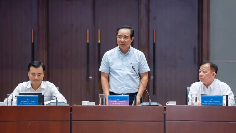 Chủ tịch Ủy ban nhân dân Thành phố Hồ Chí Minh Nguyễn Văn Được phát biểu ý kiến tại buổi làm việc.