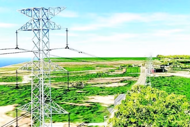 Mô hình phần đường dây đấu nối Trạm biến áp 220/110 kV Phú Quốc. 