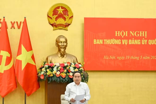 Bí thư Đảng ủy Quốc hội, Chủ tịch Quốc hội Trần Thanh Mẫn phát biểu khai mạc hội nghị Ban Thường vụ Đảng ủy Quốc hội. (Ảnh: Duy Linh)