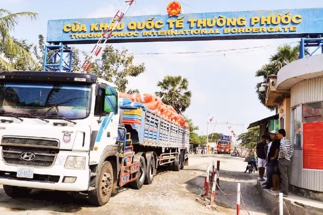 Kiểm soát hàng hóa qua Cửa khẩu quốc tế Thường Phước (tỉnh Đồng Tháp).