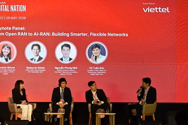 Tại Digital Summit Hanoi 2026, Viettel tham gia thảo luận về hạ tầng viễn thông thế hệ mới, mạng lưới AI-Native, bảo vệ niềm tin số và các dịch vụ số thế hệ mới dựa trên 5G. (Ảnh: Đức Thọ)