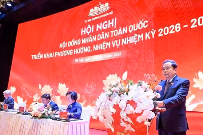Chủ tịch Quốc hội Trần Thanh Mẫn phát biểu bế mạc Hội nghị. (Ảnh: DUY LINH)