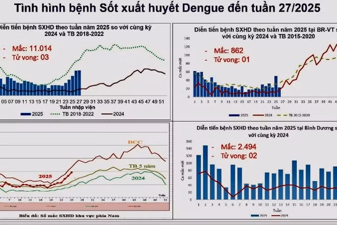 Thống kê diễn biến ca mắc sốt xuất huyết tại Thành phố Hồ Chí Minh.