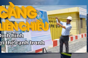 Đại diện dự án cảng Liên Chiểu giới thiệu khái quát dự án đến các nhà đầu tư. (Ảnh: Công Vinh)