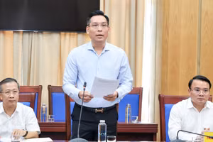 Giám đốc Sở Ngoại vụ Nghệ An báo cáo về tình hình người Việt Nam ở nước ngoài của địa phương. (Ảnh: KIM OANH)