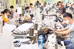 Sản xuất hàng may mặc xuất khẩu tại Tổng công ty cổ phần Dệt may Nam Định.