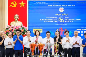 Buổi họp báo giới thiệu Giải vô địch bóng bàn quốc gia Báo Nhân Dân lần thứ 44. Ảnh: BẢO LONG