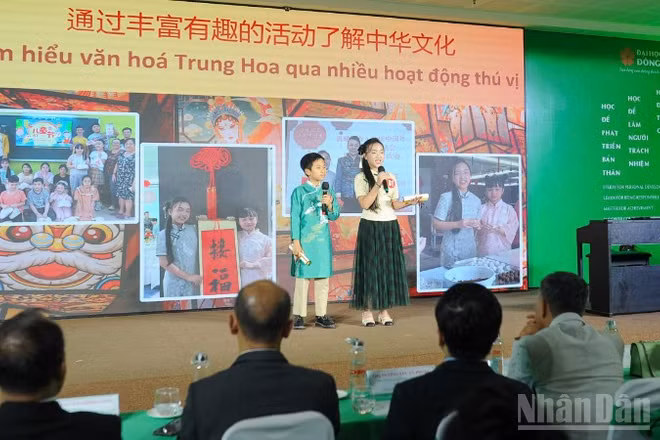 Các thí sinh tại cuộc thi “Nhịp cầu Hán ngữ” dành cho học sinh Tiểu học thế giới lần thứ 6 - Vòng chung kết toàn quốc Việt Nam.