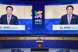 Chủ tịch nước Lương Cường phát biểu tại Hội nghị thượng đỉnh APEC. (Ảnh: XUÂN KỲ)