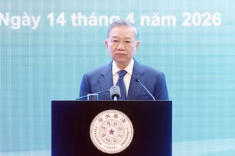 Tổng Bí thư, Chủ tịch nước Tô Lâm phát biểu chính sách tại Đại học Thanh Hoa. (Ảnh: TTXVN)