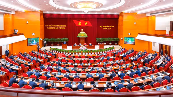 Hội nghị lần thứ ba Ban Chấp hành Trung ương Đảng khóa XIV diễn ra tại Hà Nội, từ ngày 20/7 đến hết ngày 24/7/2026. Ảnh: Hương Giang