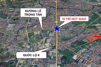 Sơ đồ vị trí xây dựng cầu vượt nút giao đường Lê Trọng Tấn-Quốc lộ 6