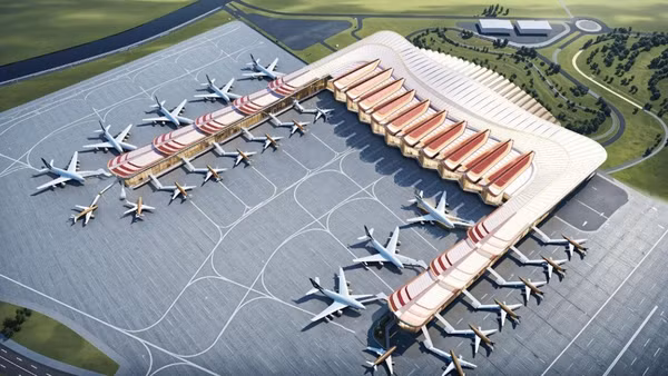 Nhà ga hành khách T2 Cảng Hàng không quốc tế Phú Quốc được thiết kế lấy cảm hứng từ hình tượng chim Phượng Hoàng lửa. (Ảnh: Cục Hàng không Việt Nam)