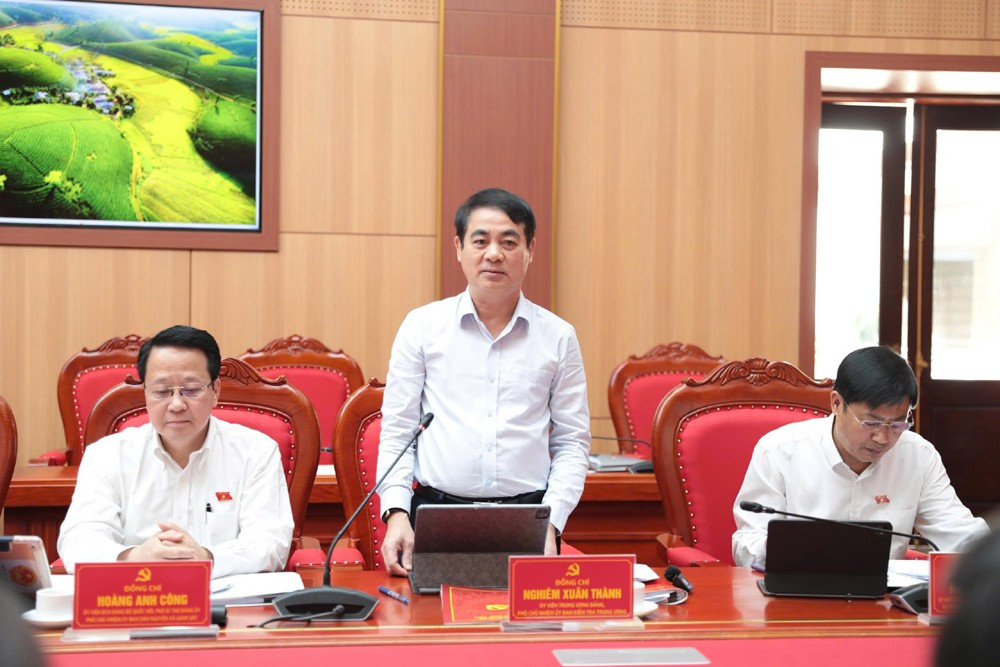 Ph&oacute; Chủ nhiệm Ủy ban Kiểm tra Trung ương Nghi&ecirc;m Xu&acirc;n Th&agrave;nh ph&aacute;t biểu tại buổi l&agrave;m việc.