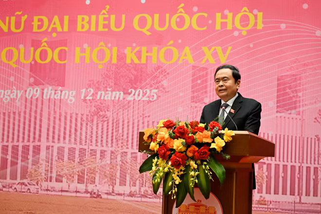 Chủ tịch Quốc hội Trần Thanh Mẫn phát biểu tại hội nghị. (Ảnh: DUY LINH)
