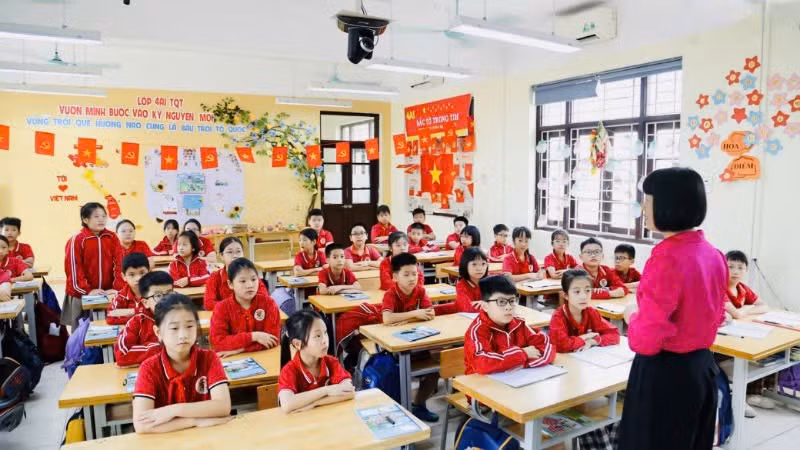 Giờ học ở Trường tiểu học Trần Quốc Toản, phường Hạ Long, Quảng Ninh.