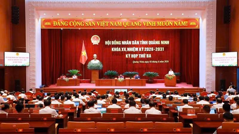 Quang cảnh Kỳ họp Hội đồng nhân dân tỉnh Quảng Ninh khóa XV, nhiệm kỳ 2026-2031.