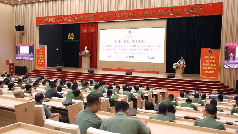 Quang cảnh Lễ bế mạc Hội thao quân sự, võ thuật và thể thao Công an nhân dân năm 2026-Khu vực I.