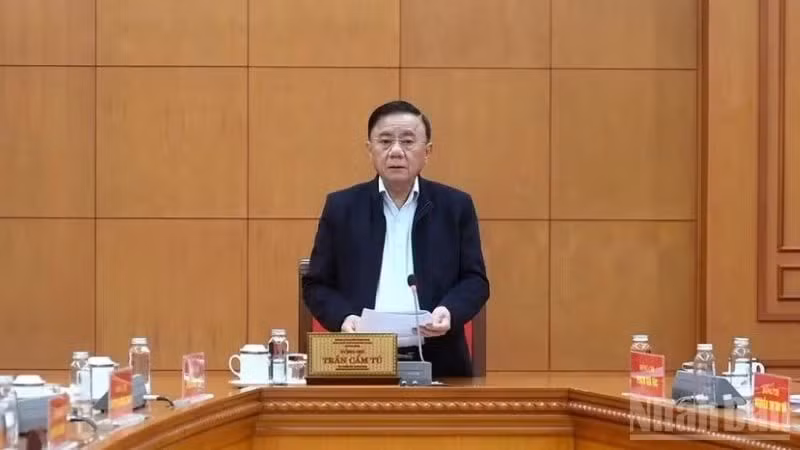 Đồng chí Trần Cẩm Tú, Ủy viên Bộ Chính trị, Thường trực Ban Bí thư. (Ảnh: ĐĂNG KHOA)