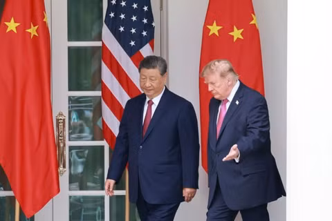 Tổng thống Mỹ Donald Trump đón Chủ tịch Trung Quốc Tập Cận Bình tại Nhà trắng ở Washington, D.C., ngày 24/9/2026. (Ảnh: THX)