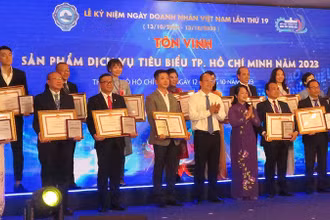 Các doanh nghiệp được tôn vinh tại cuộc bình chọn “Sản phẩm, dịch vụ tiêu biểu Thành phố Hồ Chí Minh” năm 2023.
