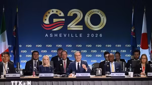 Hội nghị Bộ trưởng Tài chính và Thống đốc Ngân hàng Trung ương G20 ở Asheville, bang North Carolina, Mỹ ngày 1/9/2026. (Ảnh: TTXVN)
