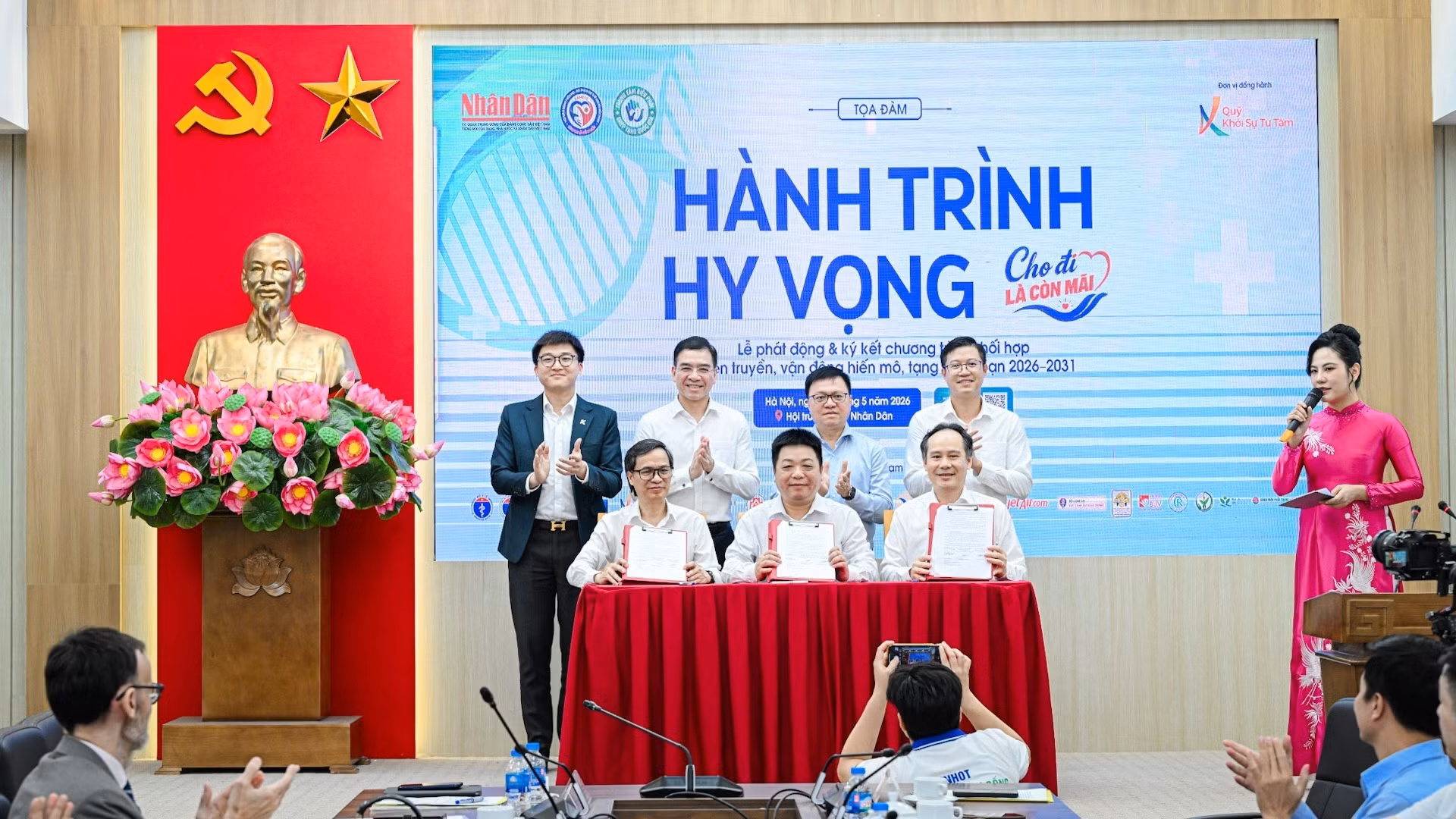 Lễ ký kết chương trình phối hợp ba bên trong việc truyền thông, vận động hiến tặng mô, tạng giai đoạn 2026-2031.