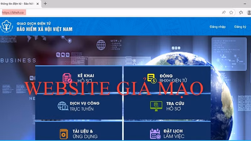Trang web giả mạo bhxh[.]co có giao diện tương tự trang chính thức của Bảo hiểm xã hội Việt Nam.