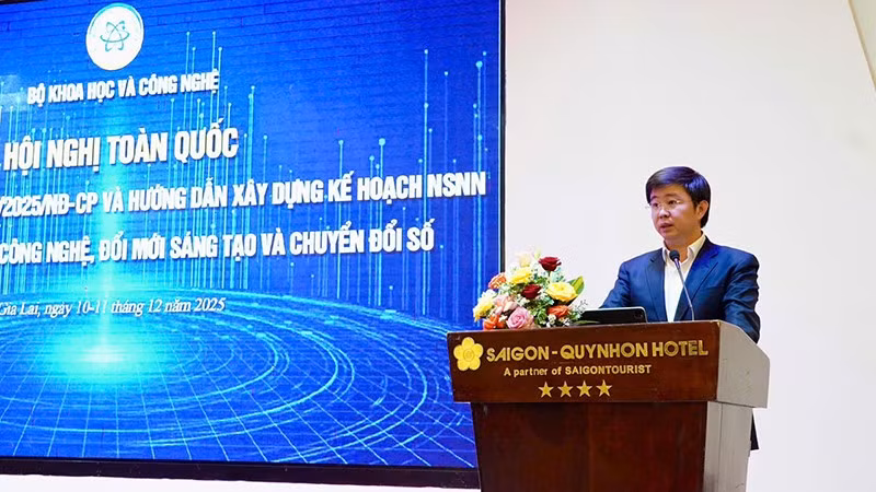 Thứ trưởng Bùi Hoàng Phương phát biểu tại hội nghị.