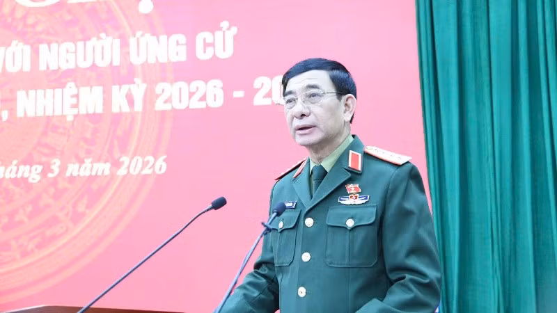 Đại tướng Phan Văn Giang phát biểu tại hội nghị. (Ảnh: DUY ĐỨC)
