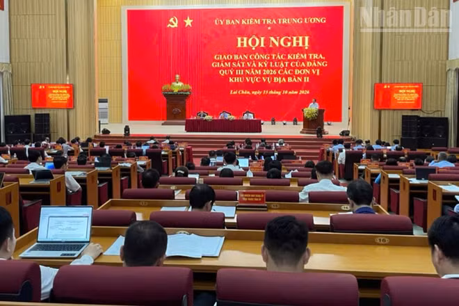 Các đại biểu tham dự hội nghị giao ban quý 3 của Ủy ban Kiểm tra Trung ương tổ chức tại Lai Châu. (Ảnh: TT)