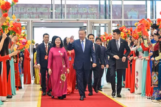 Tổng Bí thư, Chủ tịch nước Tô Lâm tới dự Đại hội đại biểu toàn quốc Mặt trận Tổ quốc Việt Nam lần thứ XI.